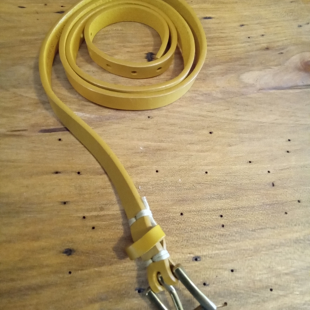 Yellow Leather Belt Size L 35"